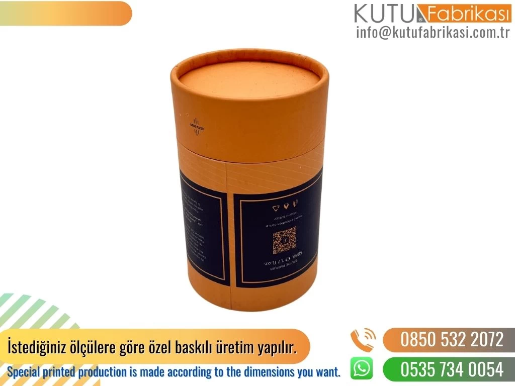 İki Renk Baskılı Qr Kodlu Silindir Kutu