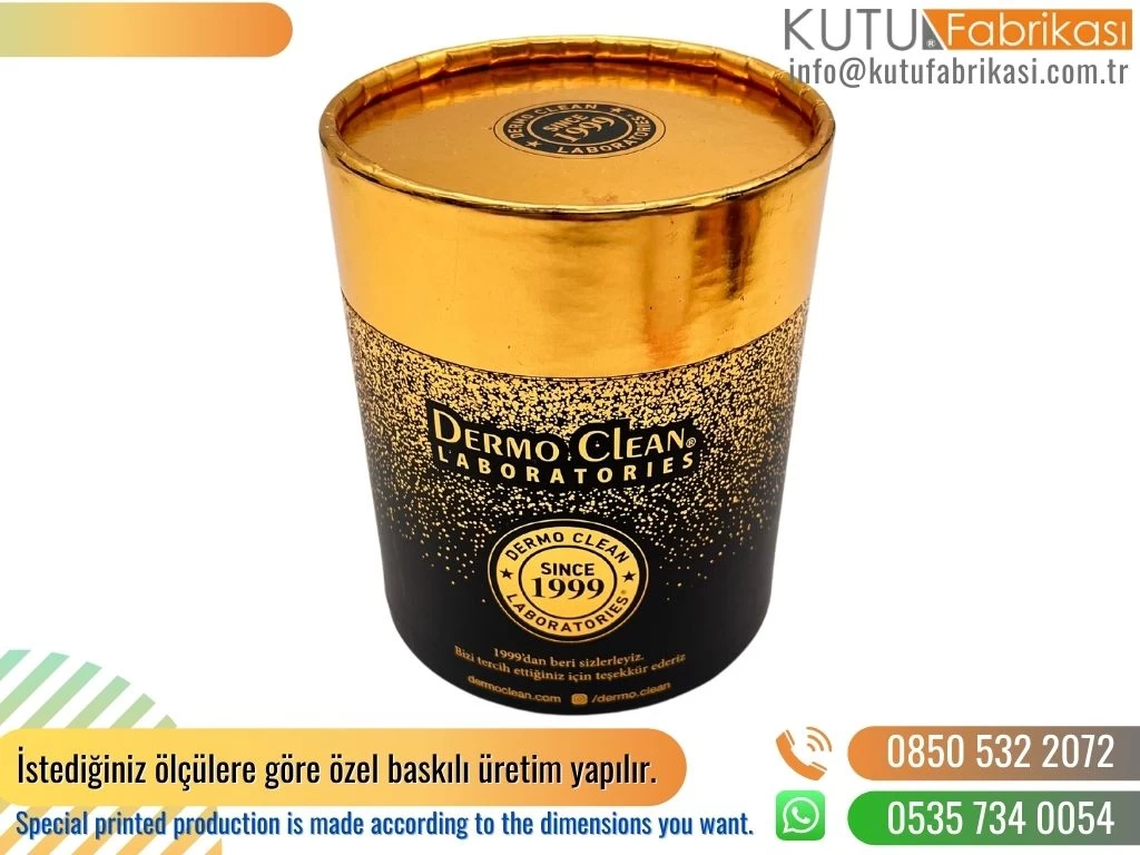 Altın Yaldız Kaplama Kozmetik Silindir Kutu