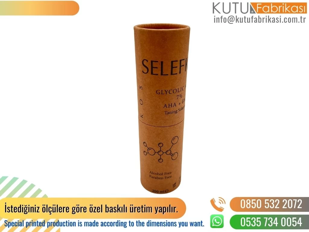 Kraft Uzun Kapaklı Tek Renk Baskılı Silindir Kutu