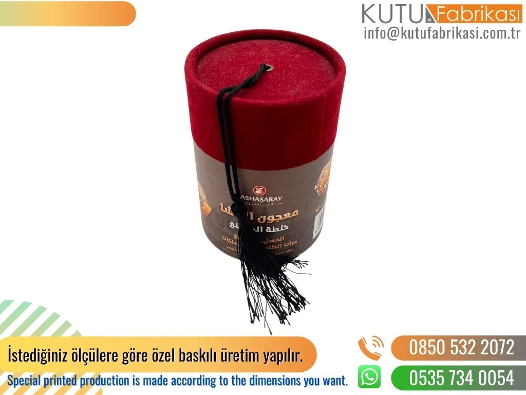 Fotoğraf Baskılı Fes Kapaklı Kuruyemiş Silindir Kutu
