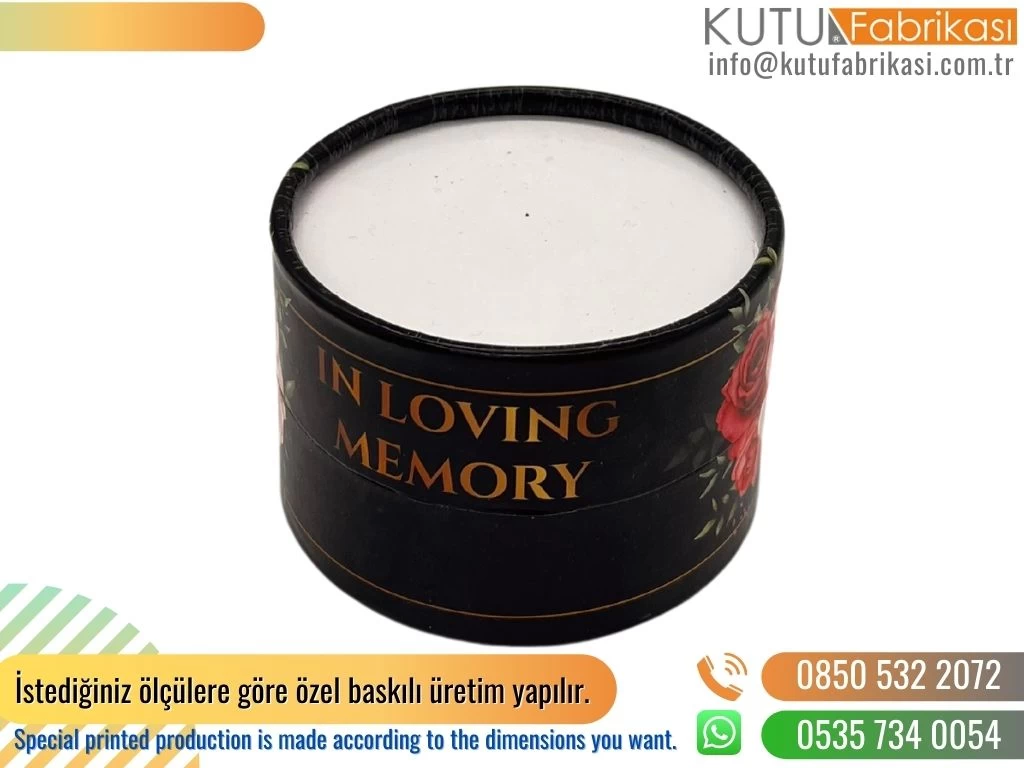 Gül Baskılı Hediyelik Silindir Kutu Siyah