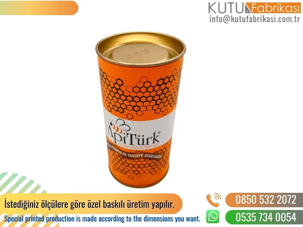 Turuncu Metal Silindir Bal Kutusu
