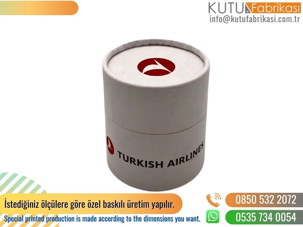 İki Renk Baskılı Küçük Promosyon Silindir Kutu Beyaz