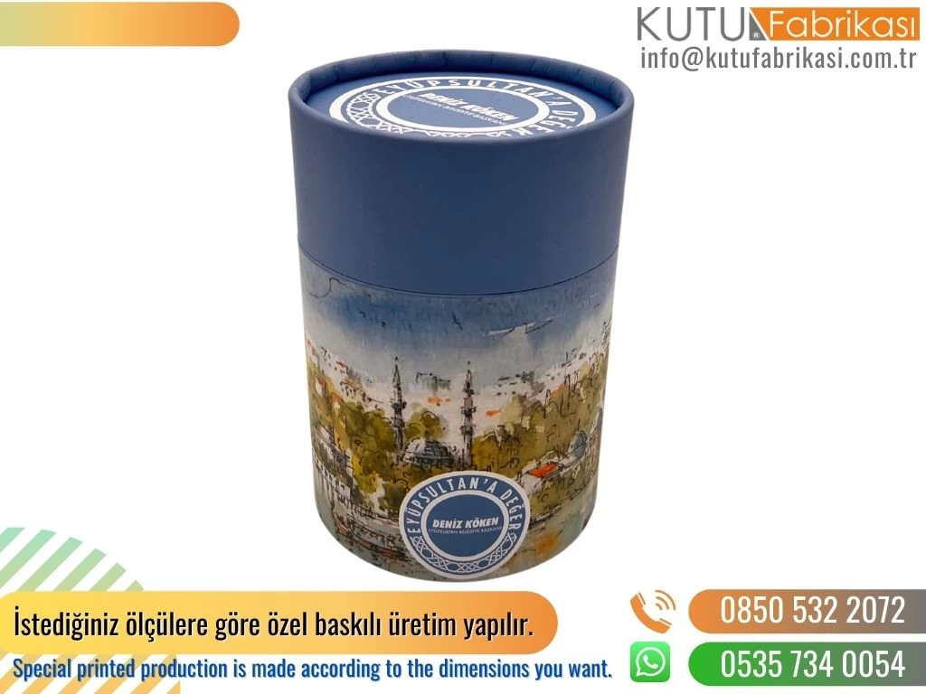 Manzara Baskılı Seçim Promosyon Belediye Silindir Kutu