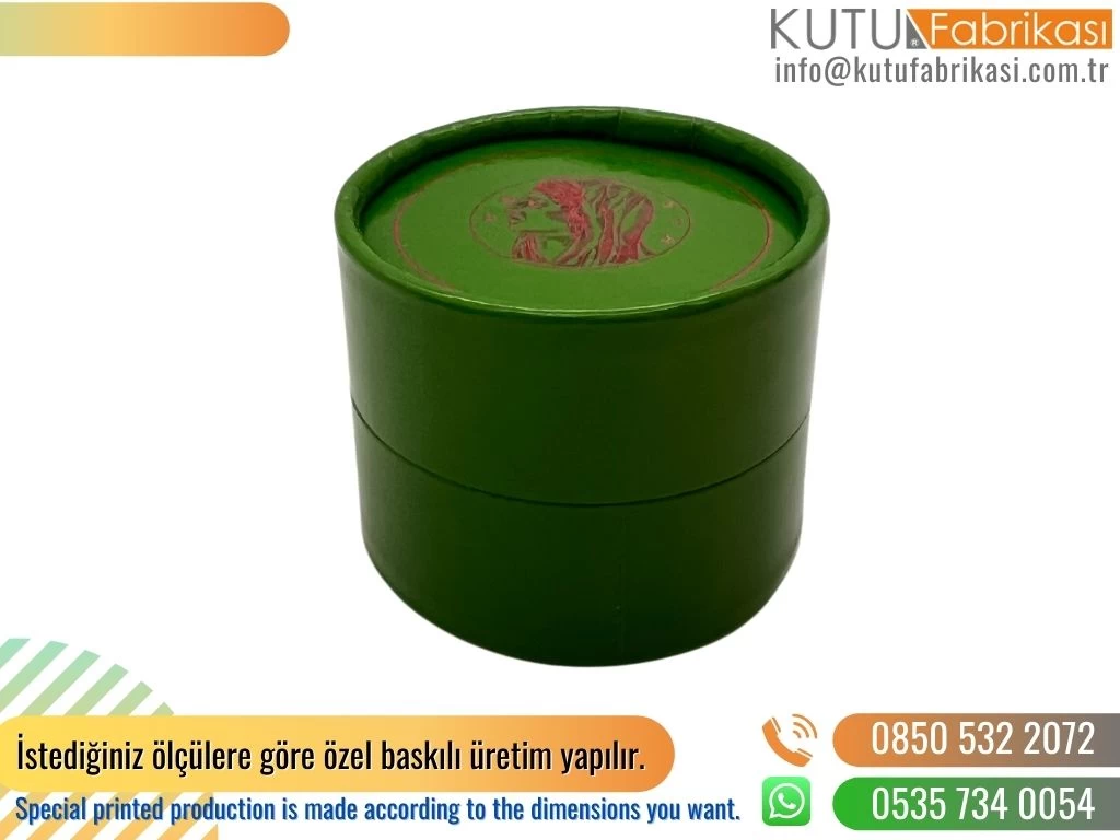 Yeşil Özel Baskılı Silindir Kutu Küçük