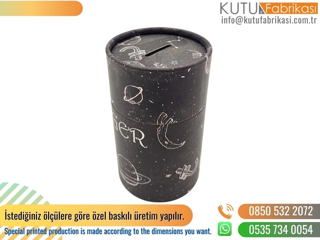Tek Renk Baskılı Kumbara Silindir Kutu
