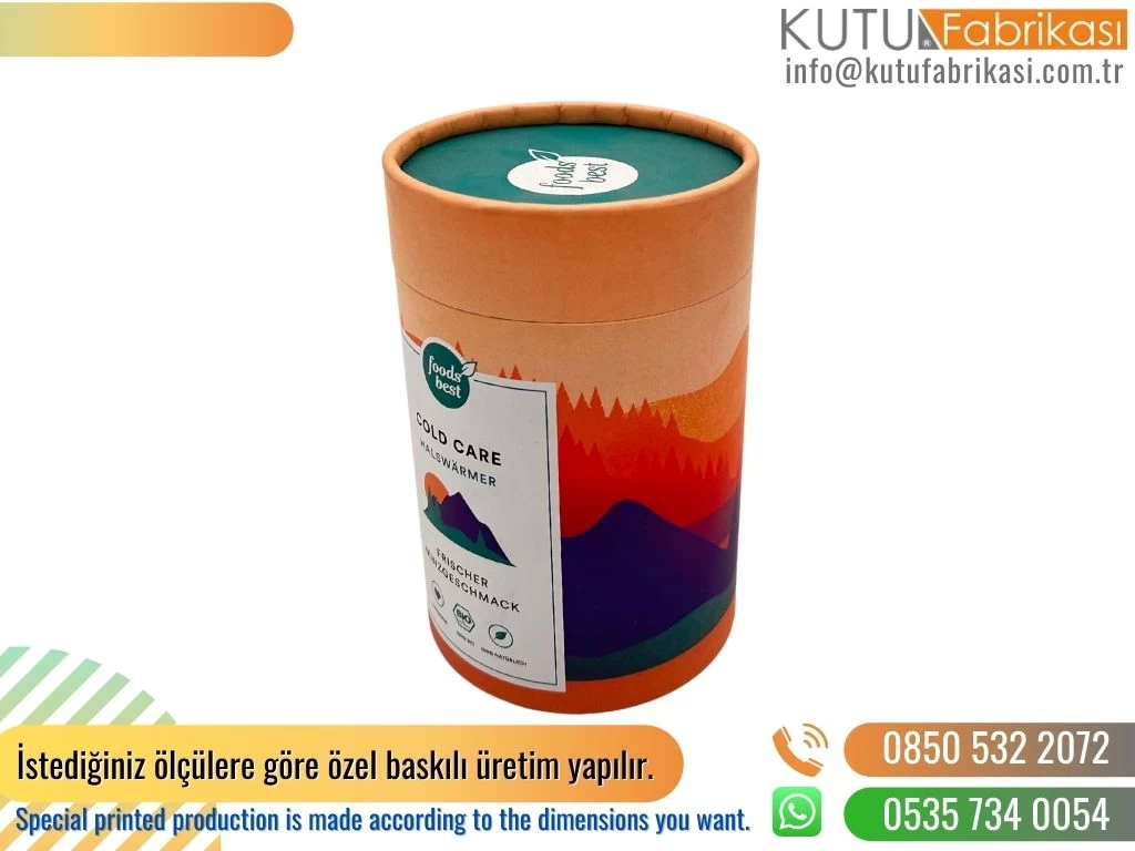 Çok Renk Baskılı Doğal Ürün Silindir Kutusu