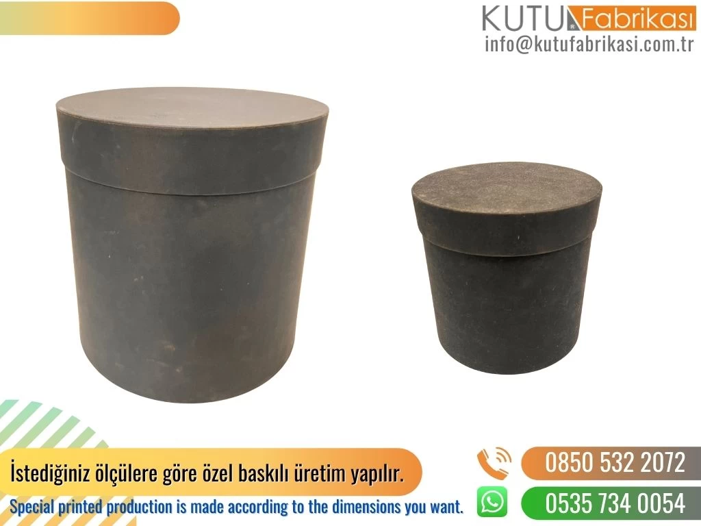 Süet El Yapımı Silindir Kutu Takımı