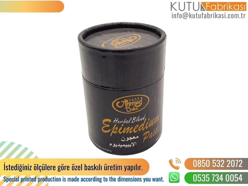 Siyah Baskılı Parlak Selefon Ballı Macun Silindir Kutu