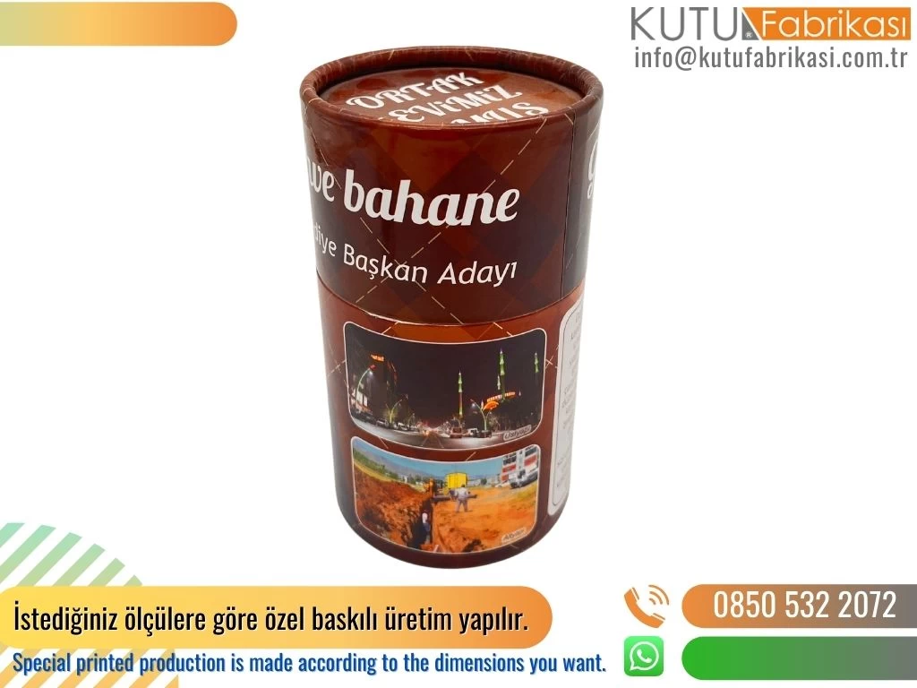 Silindir Seçim Promosyon Kutusu Bordo
