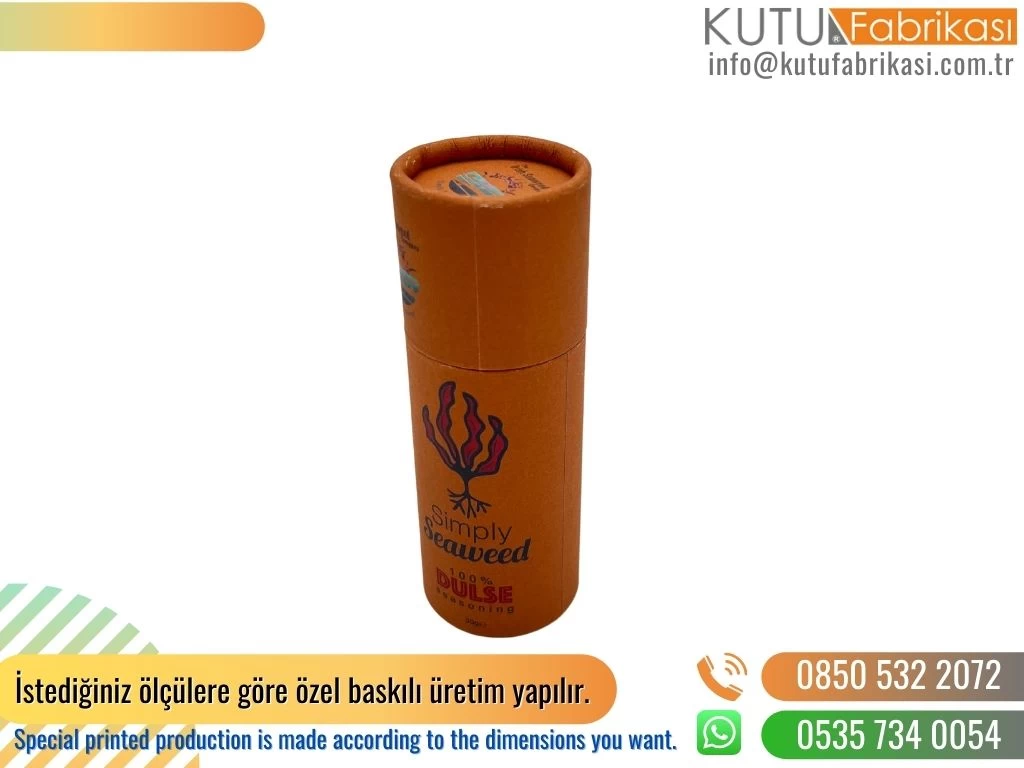 Mini Silindir Baskılı Gıda Kutusu Turuncu