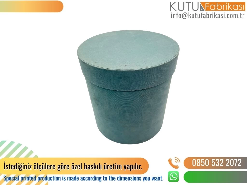 Kumaş Kaplı  Silindir Kutu Yeşil