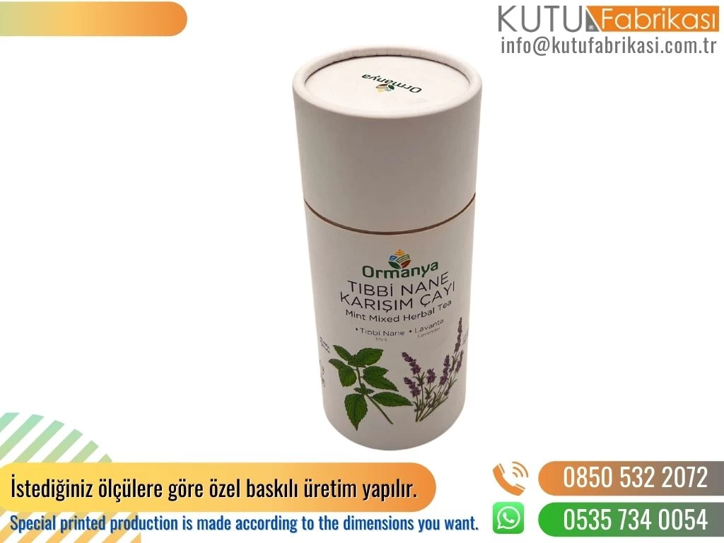 Bitki Çayı Silindir Kutu Beyaz