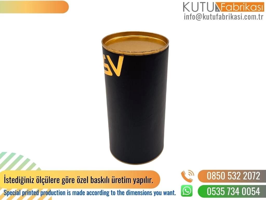 Özel Siyah Gold Silindir Kutu İnce