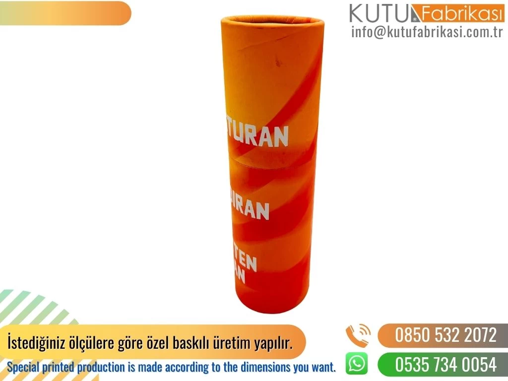Çizi Baskılı Turuncu Silindir Kutu
