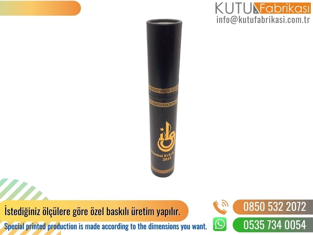 Deri Üzerine Gold Yaldız Diploma Okul Silindir Kutu