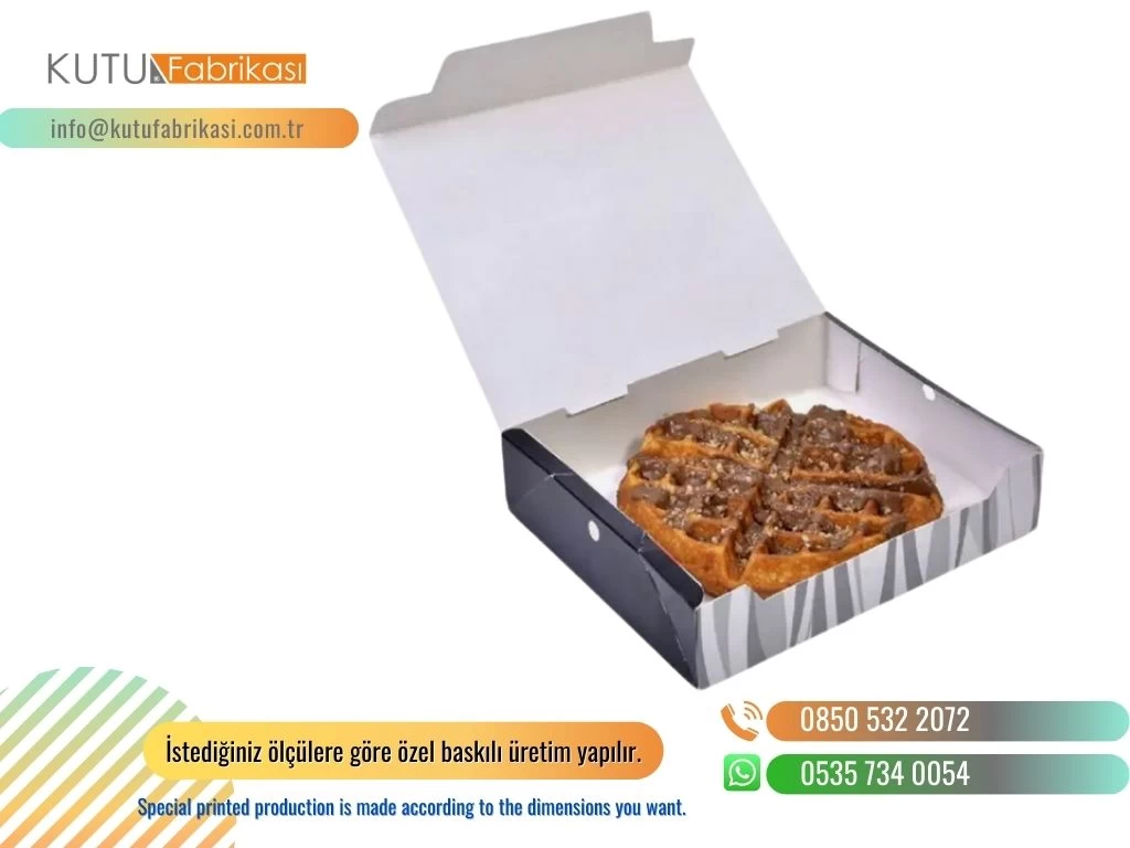 ÖZEL TASARIM LOGO BASKILI TAKE AWAY WAFFLE DONUT KUTUSU