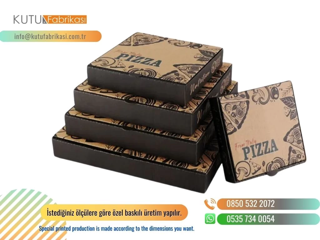 ÖZEL TASARIM ÖLÇÜ PİZZA LOGO BASKILI KUTU
