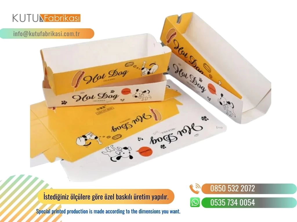 SOSİSLİ HOT DOG PAKETLEME KUTU BRİSTOL BASKILI