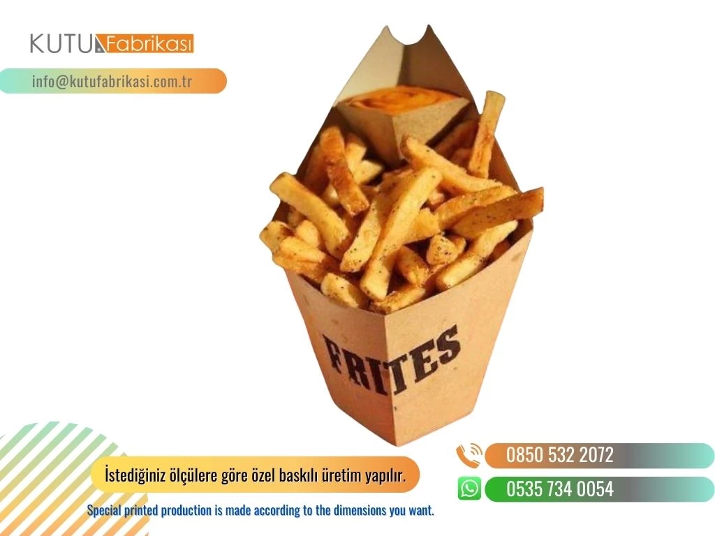 SOSLU PATATES CİPSİ KIZARTMA KRAFT PAKET SERVİS KUTUSU