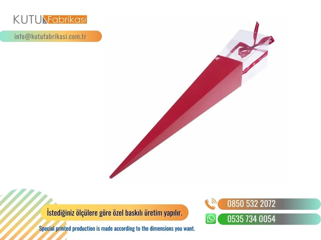 TEK GÜL KUTUSU PVC KAPAKLI KURDELALI KIRMIZI