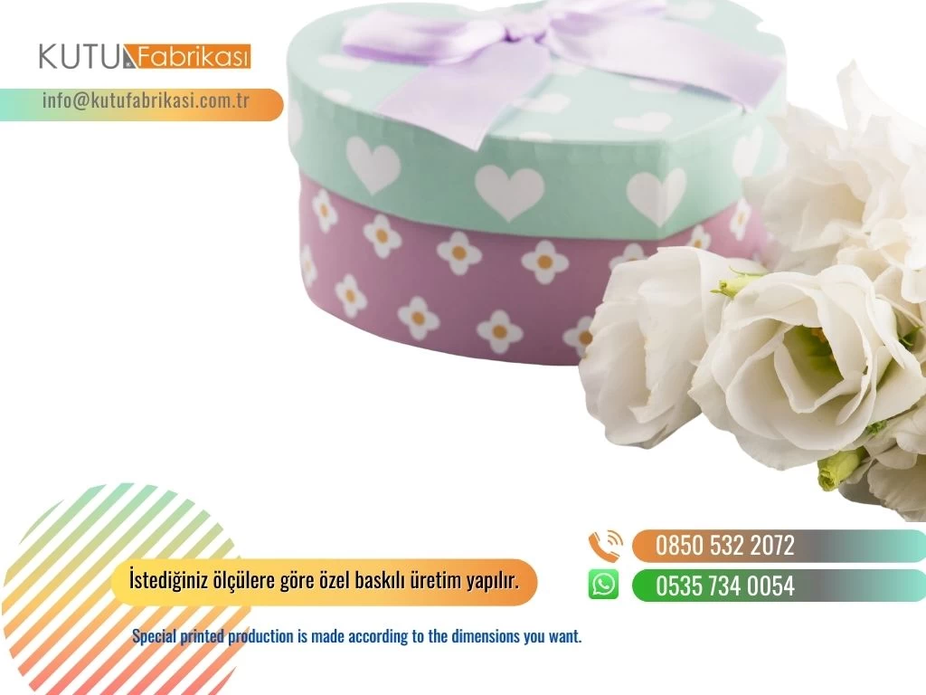 Kalp Baskılı Çiçek Kutusu