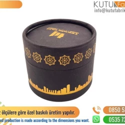 Altın Yaldızlı Lüks Promosyon Silindir Kutu Siyah