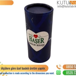 Çok Renk Baskılı İnce Promosyon Silindir Kutu Lacivert