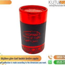 Kırmızı Yaldız Kaplamalı  Silindir Kahve Kutusu