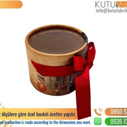Kırmızı Kurdelalı Küçük Silindir Lokum Kutusu