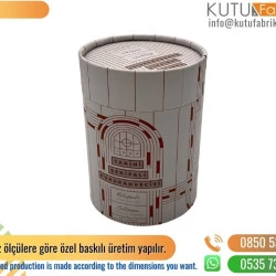 İki Renk Baskılı Orta Boy Silindir Kahve Kutusu
