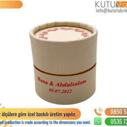 Tek Renk Baskılı Nikah Şekeri Silindir Kutu