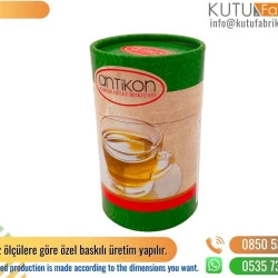 Fotoğraf Baskılı Bitki Çayı Silindir Kutu Yeşil