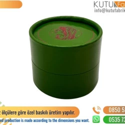 Yeşil Özel Baskılı Silindir Kutu Küçük