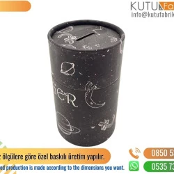 Tek Renk Baskılı Kumbara Silindir Kutu