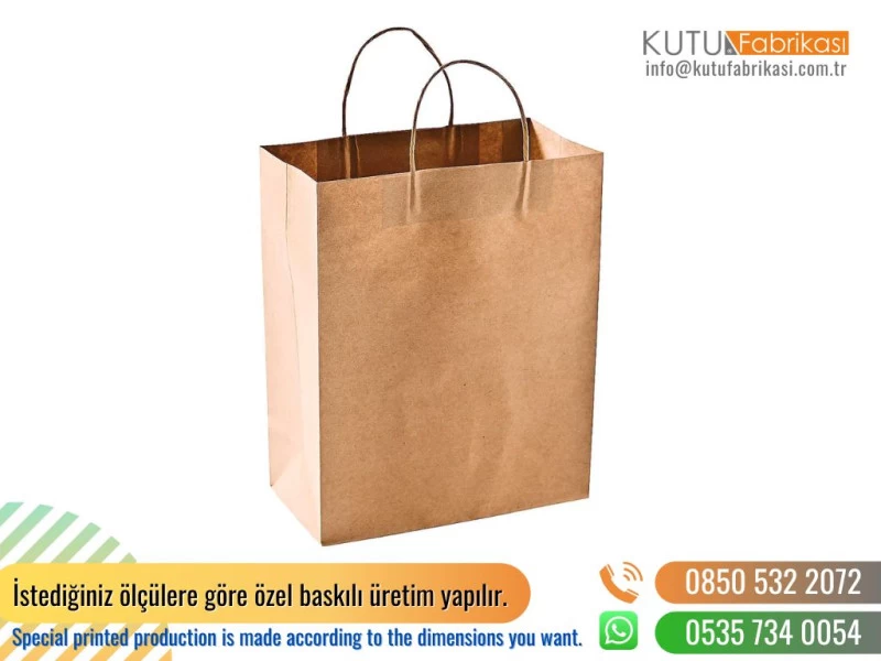 Burgu Saplı Kraft Kağıt Çanta 1